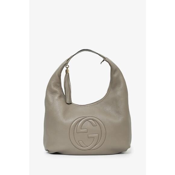 GUCCI 282804 Neutral Taupe Soho Cellarius Leather Large Hobo Shoulder Bag - Picture 1 of 8